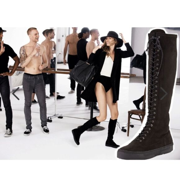 Stuart Weitzman Downtown Lace-Up Suede Tall Boot - Picture 1 of 16